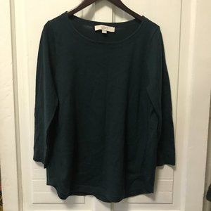 Green Tunic Sweater - medium petite Loft